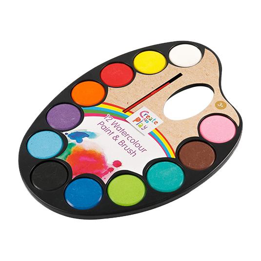 ชุดสีน้ำทึบกระทะวงรี 12 สีสำหรับนักเรียน